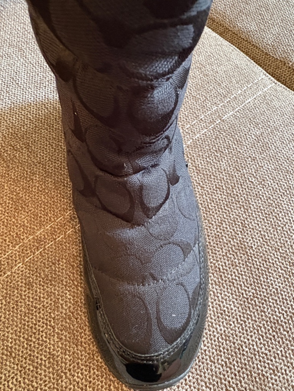 Coach Black Quilted Logo Mid-Calf Boots - Picture 5 of 7